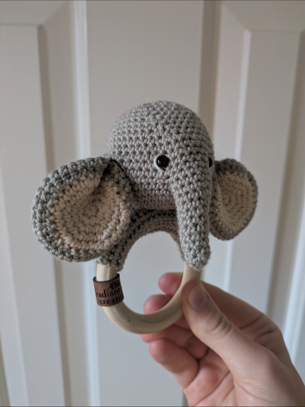 Handmade 100% Cotton Elephant Teether Rattle - Picture 2 of 4